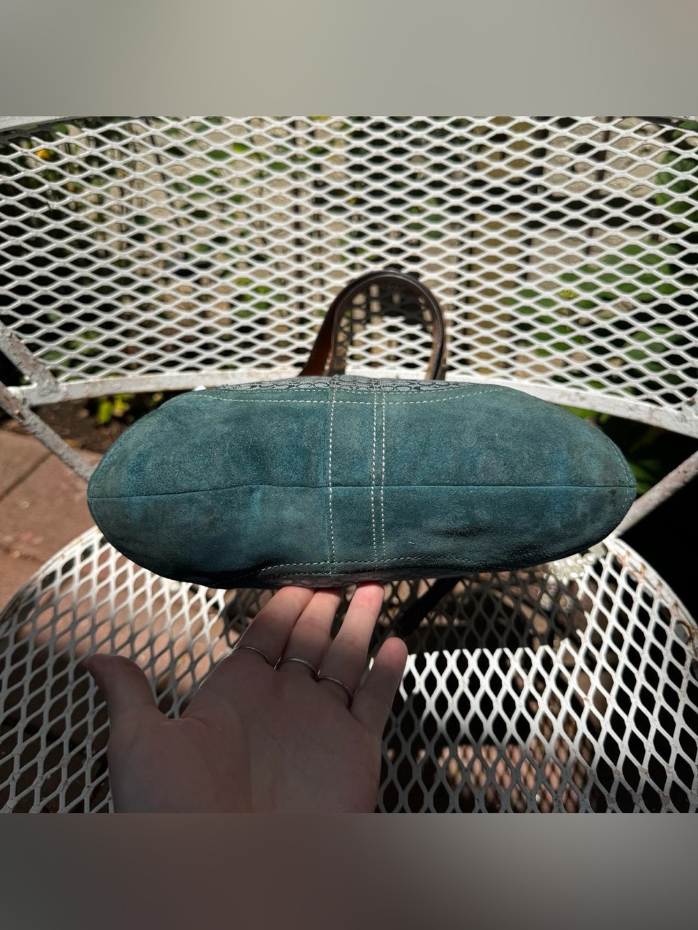 Y2K Coach Teal Monogramed Shoulder Bag - Picture 3 of 8